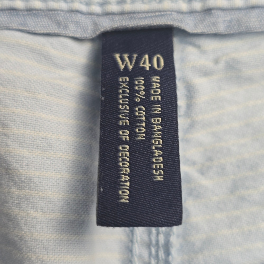 U.S. Polo Assn Chino Shorts Mens W40 Light Blue Striped Relaxed Fit Cotton - Picture 5 of 10